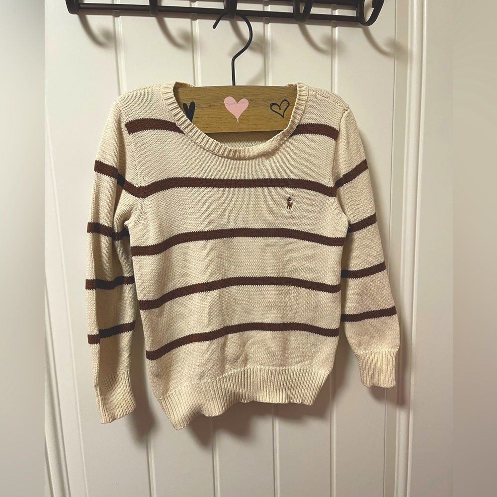 Polo by Ralph Lauren Tan & Brown Striped Sweater, Boys Size 4-5